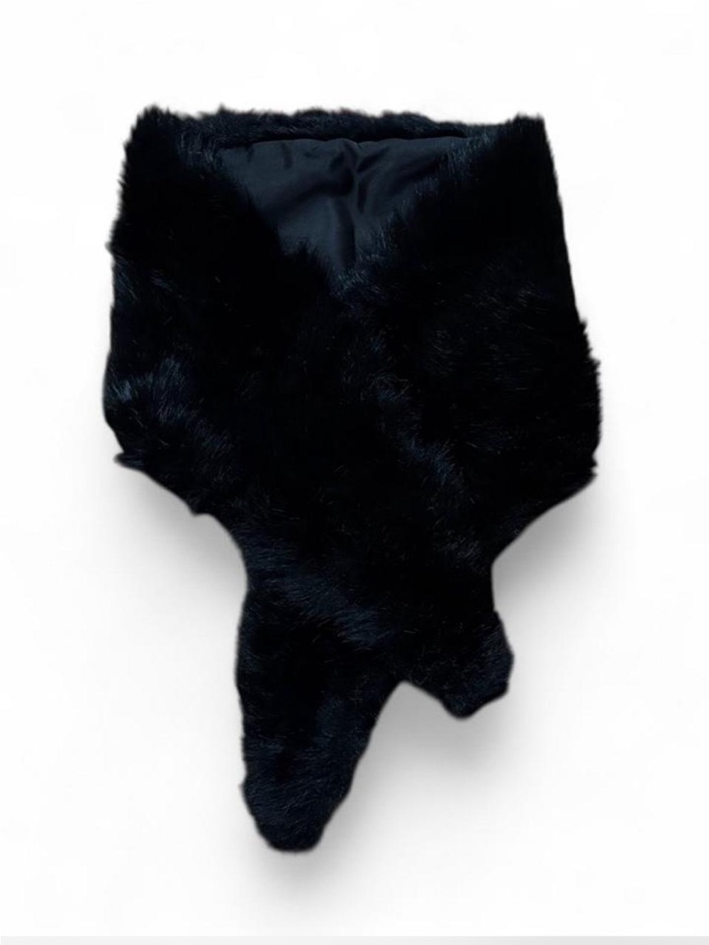 Vintage Black Faux Fur Pull Through Scarf